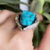 Handmade silver ring with natural turquoise stone, made in Armenia