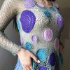 Handmade crochet blouse for women knitted colorful blouse