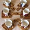 Coffee Set | Six Coffee cups and Six Wooden Saucers