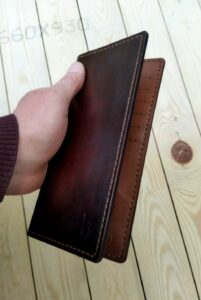 Dark Brown Leather Long Wallet