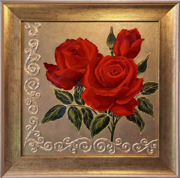 " Red roses on the gold"