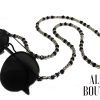 Black crystal with round silver balls and flower silver colored beads