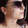 Handmade Sunglasses with silver metal chain seashell beads silver beads and black onyx stone
