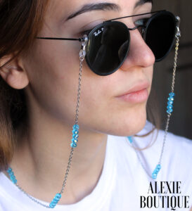 Handmade sunglasses chain with multiple color Chrystal of your choice