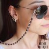 Handmade sunglasses chain with Chrystal brown rock transparent crystal and silver beads