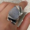Handmade sterling silver ring with natural druzy agate, rare stone ring in size US 9, made in Armenia
