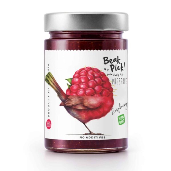 Preserve "Beak Pick" raspberry 360 g, No GMO, No Addictives, Low in suger
