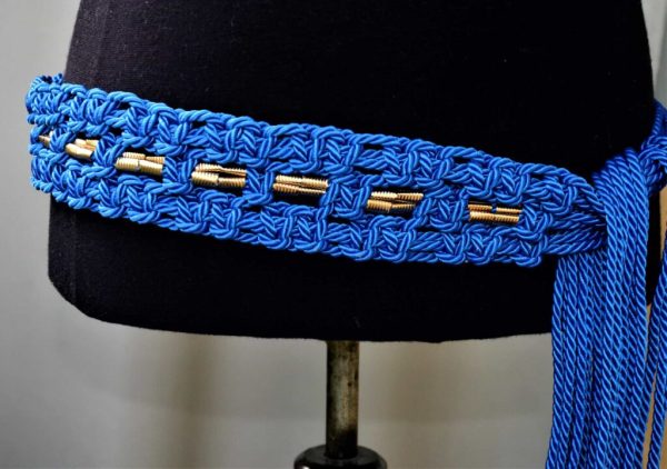Elvis blue macrame belt