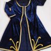 Dark Blue Armenian Traditional Taraz Style Knee-Length Shift and Velvet Overcoat