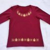 Hand-Painted Pomegranate Women's Top in Maroon and Gold | Armenian Traditional Design