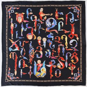 Armenian Alphabet Scarf by Moreni – Black