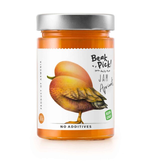Jam "Beak Pick" apricot 360 g, No GMO, No additives, low in sugar