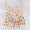 Macrame beige tassel crossbody bag, Macrame shoulder bag