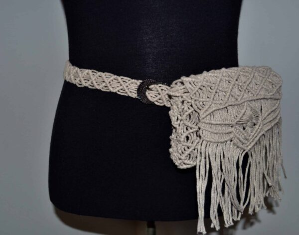 Macrame Grey Silver Belt-Bag