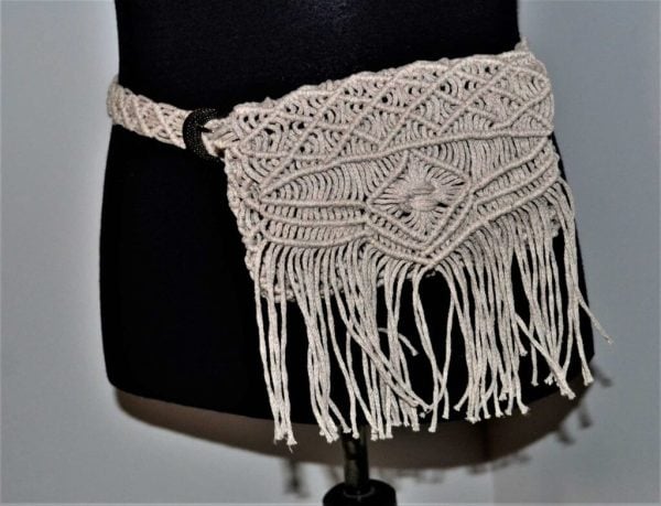 Macrame Grey Silver Belt-Bag