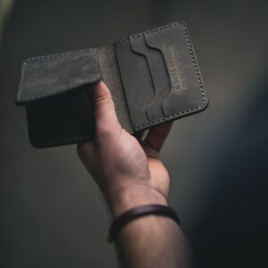 WALLET FOR MEN | Gray | Crazy Horse Leather | For him | Trifold