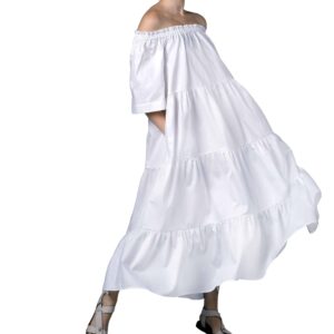 White cotton off-the-shoulder dress
