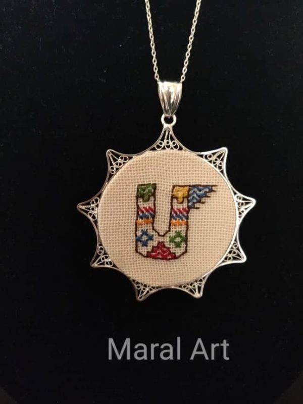 silver necklace,Armenian alphabet