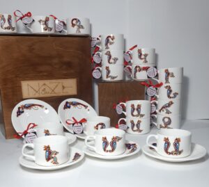 Tea Cups with “Birdletter” initials 160ml