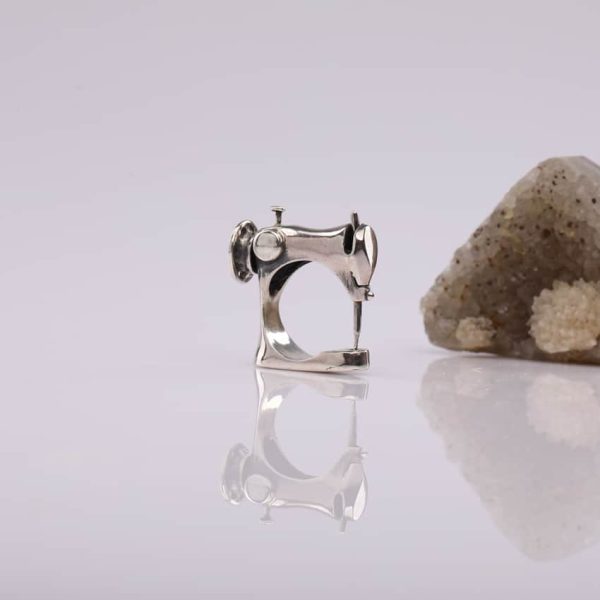 "Sewing Machine" Silver Ring