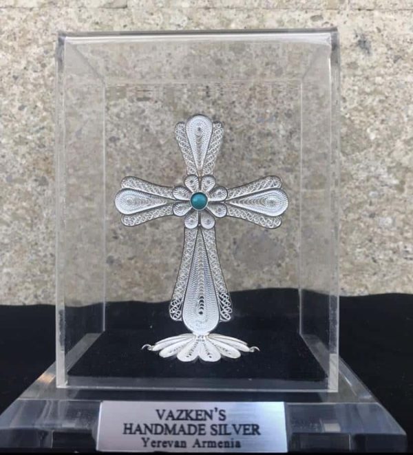 Silver handmade filigree Cross with box 01