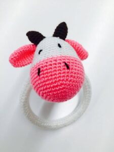 Crocheted Baby Rattle “Cow”