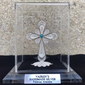 Silver filigree handmade Cross with box 02