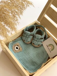 Handmade eco crochet baby box