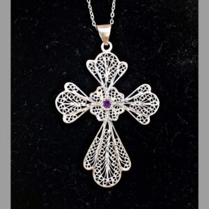 Filigree Silver Cross necklace 04