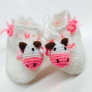 Crocheted Baby Booties “Cow”
