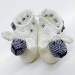 Crocheted Baby Booties “Sheep”