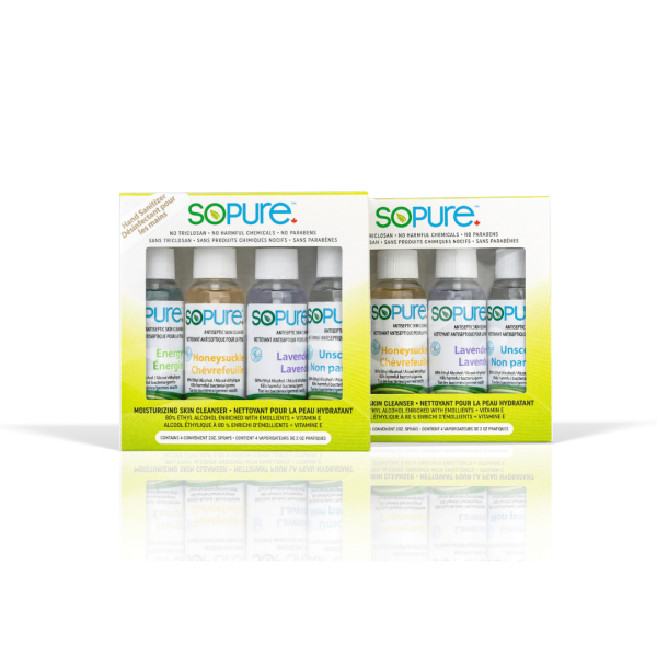 SoPure Spray Hand Sanitizer 80% USP Grade Ethyl Alcohol Multipack