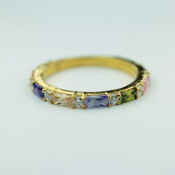 Rainbow Stones Gold Ring