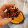 Pomegranate brooch / Handmade jewelry / Art Glass Brooch / Hand embroidered brooch pomegranate / Fruit Pomegranate pin / gift for her