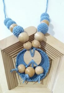 Accessories,necklace,croched necklace,handmade necklace in blue