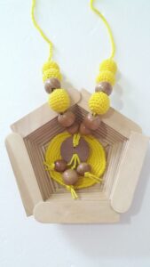 Accessories,necklace,croched necklace,handmade necklace in yellow
