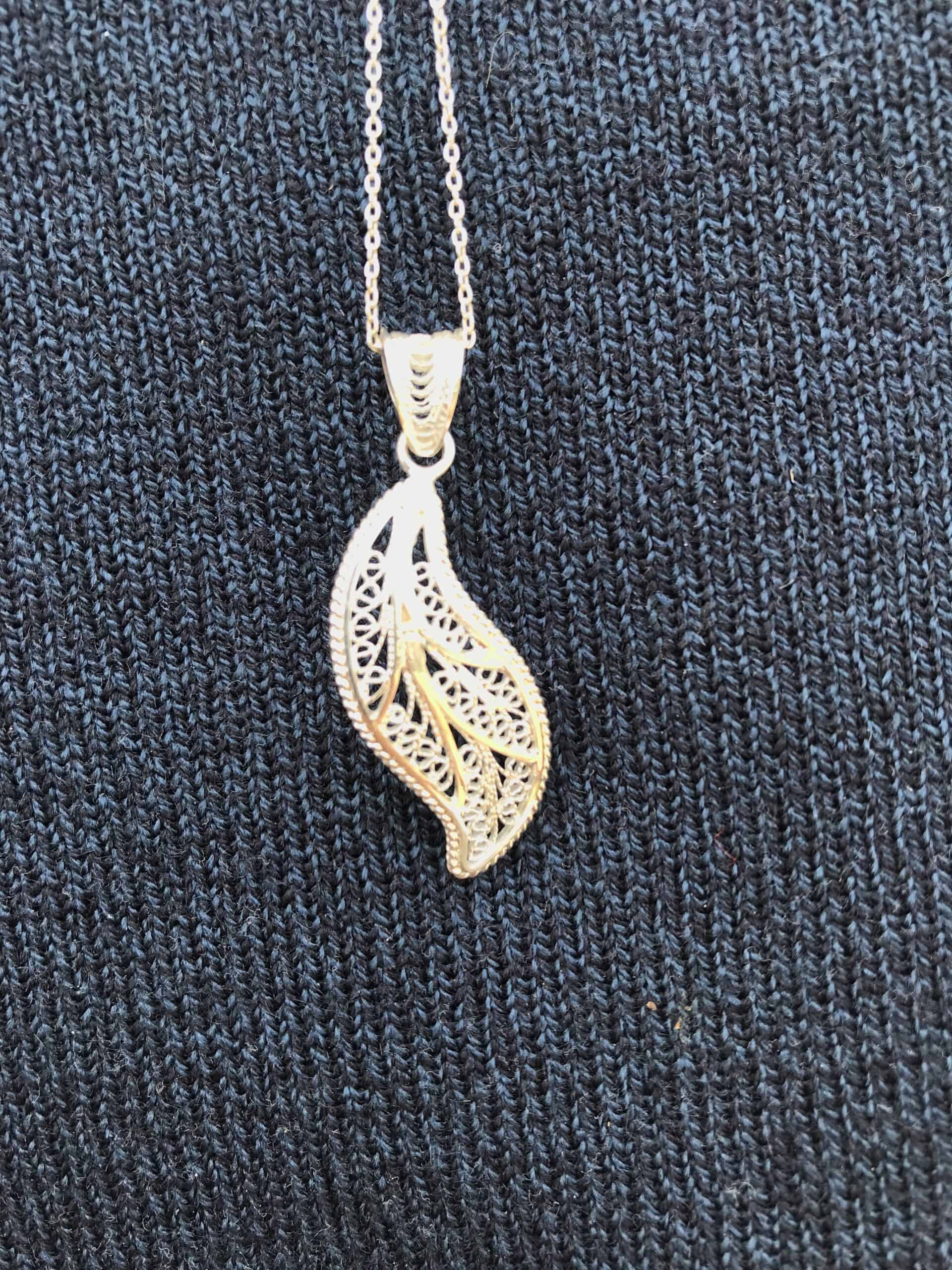 Silver filigree leaf necklace 021 • BuyArmenian Marketplace