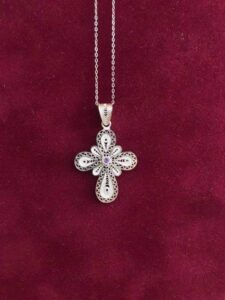 Silver filigree Cross Necklace 022