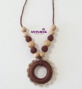 Original and handmade necklace,croched necklace brown and beige