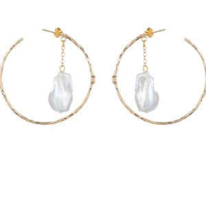 GOLD PLATED EARRINGS WITH NATURAL FRESHWATER PEARLS