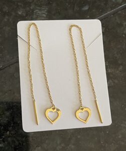 Gold Plated Heart hanging earrings.