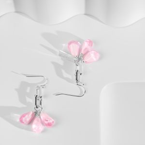 Pomegranate Seeds Earrings in Silver & Pink