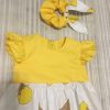 Natural Flutter Sleeve Dress / Flower Girl Wrap Dress / Toddler Dress With Bow / / Baby Party Dress / Formal Dress