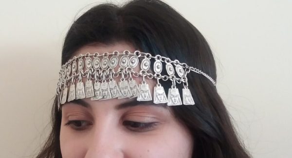 Anahit Forehead Silver Plated Drop, Armenian Headpieces Drop, Goddess Forehead
