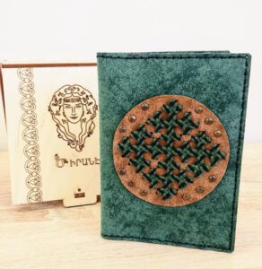 Handmade Passport Case with Armenian Marash Embroidery