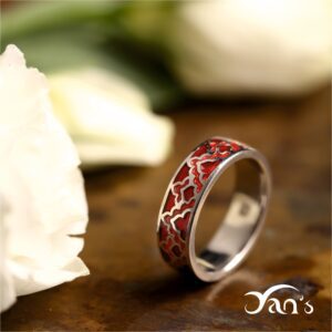 Silver Ring with Armenian Insignia (Red)