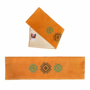 An Orange Table Napkin Embroidered With Armenian Ornaments
