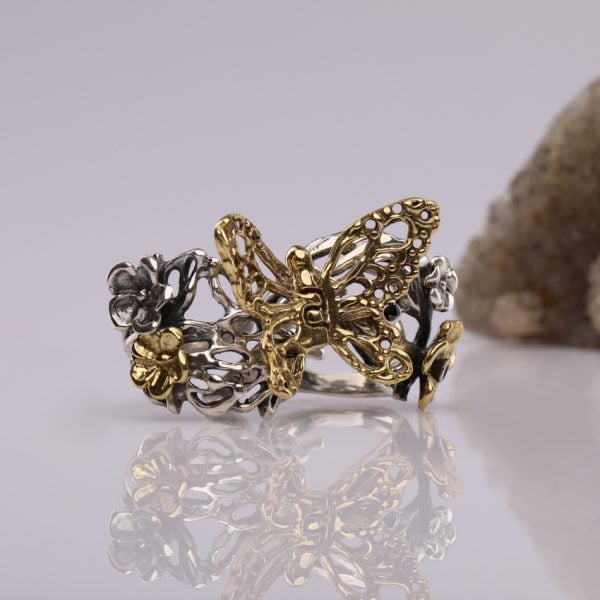 "Butterfly" Silver 2 Finger Ring