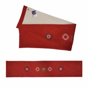A Red Table Runner Embroidered With Armenian Ornaments