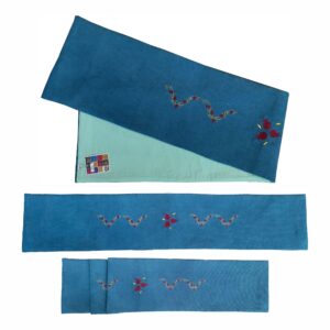 A Turquoise Table Runner Embroidered With Armenian Ornaments